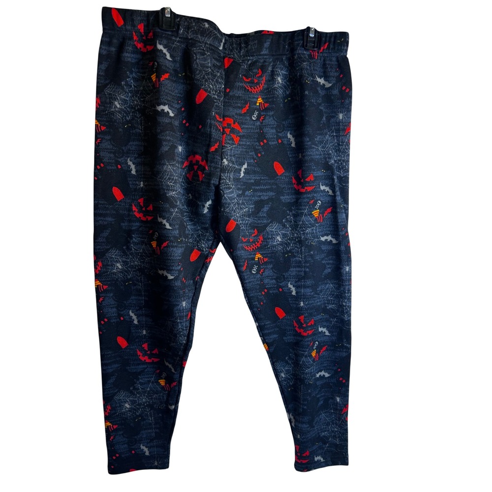 Terra & Sky Leggings 2X 20W-22W Black Halloween Jack-O-Lantern Bats Womens